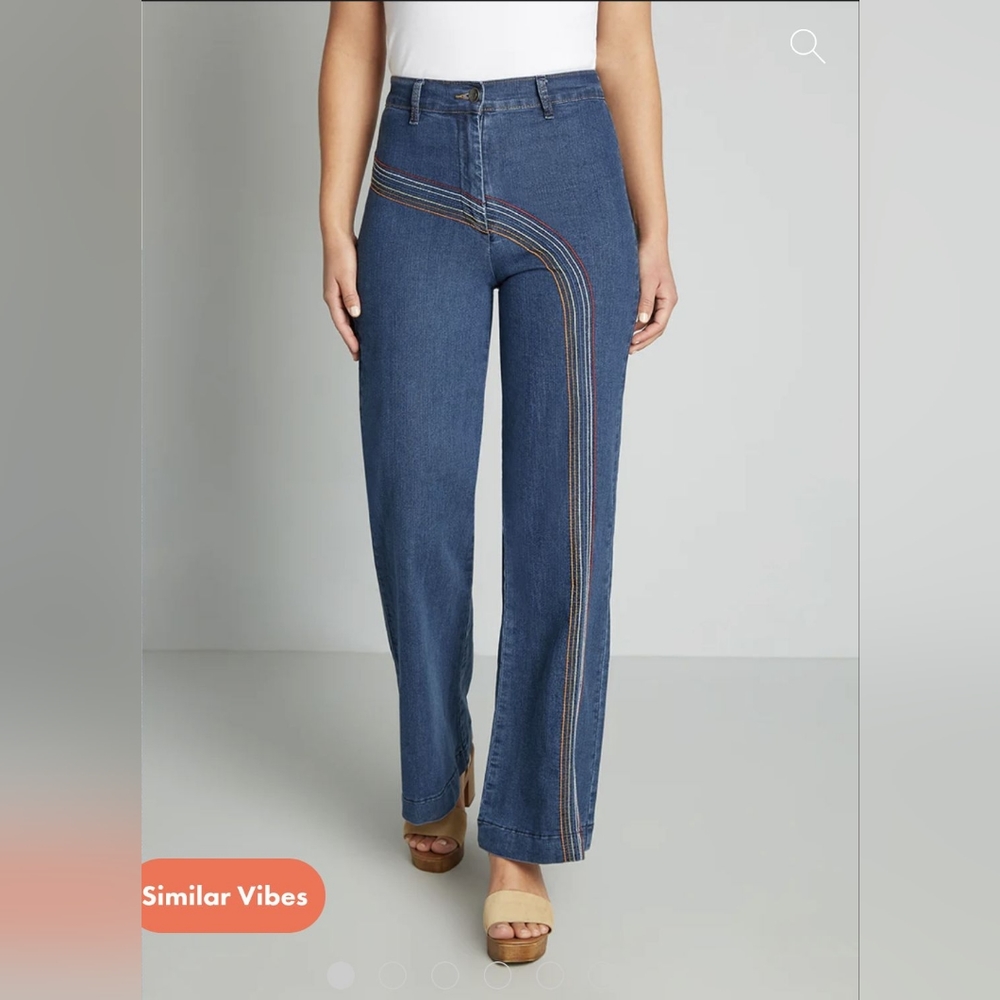 Modcloth Rainbow With Me Wide Leg Jeans
